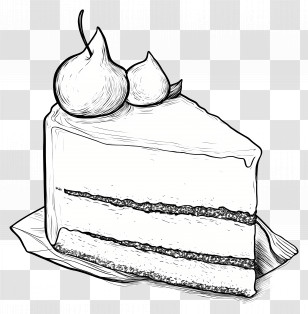 Cake Drawing - Black And White Cake Slice Transparent PNG