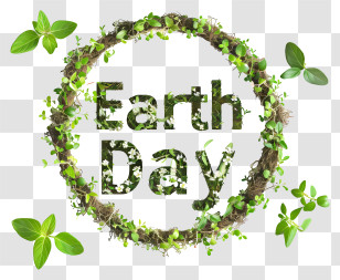 Earth Day - Earth Day Celebration With Greenery Design Transparent PNG