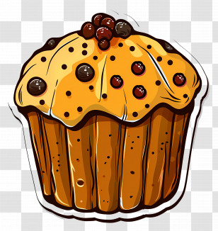 Panettone - Muffin With Berries And Chocolate Toppings Transparent PNG