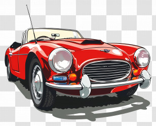 Car Clipart - Vintage Red Convertible Car Transparent PNG