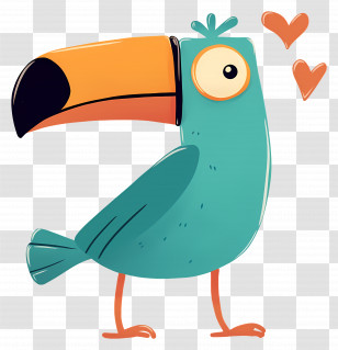 Cartoon Toucan - Cartoon Toucan With Loving Hearts Transparent PNG