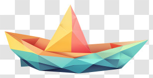 Boat - Colorful Origami Paper Boat Transparent PNG