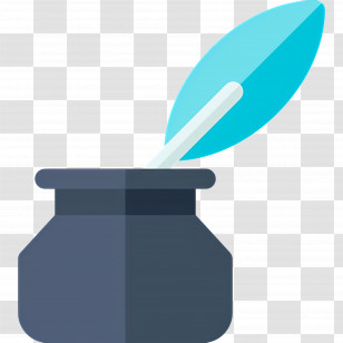 Feather Ink - Ink Pot With Quill Transparent PNG
