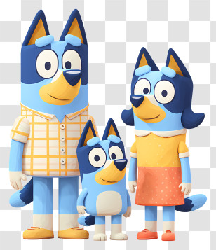 Bluey Family - Blue Cartoon Family Characters Transparent PNG