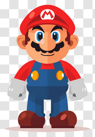 Mario - Cartoon Character In Red And Blue Outfit Transparent PNG