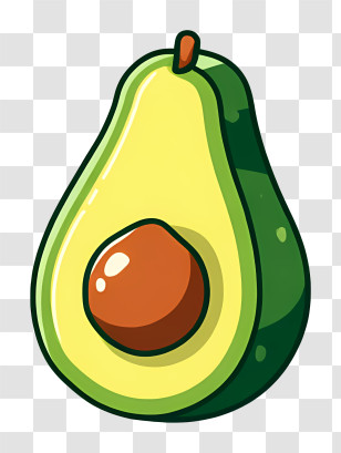 Avocado - Cartoon Avocado With Seed Transparent PNG