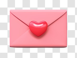 Mail - Pink Envelope With Heart Seal Transparent PNG