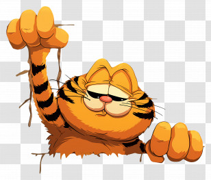Garfield - Orange Cartoon Tiger Scratching A Surface Transparent PNG