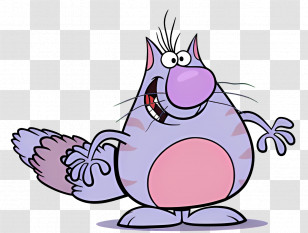 Nature Cat - Purple Cartoon Cat With A Big Smile Transparent PNG