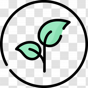 Vegetarian Symbol - Minimal Green Leaves Icon In Circle Transparent PNG