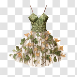 Dress - Artistic Leaf Dress Illustration Transparent PNG