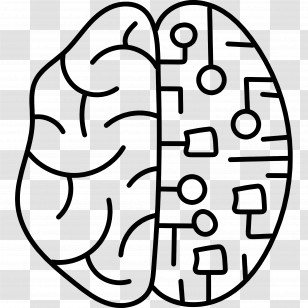 Artificial Intelligence - Brain Illustration With Half Digital And Half Organic Design Transparent PNG