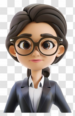 Business Woman - Cartoon Woman With Glasses And Tied Hair Transparent PNG