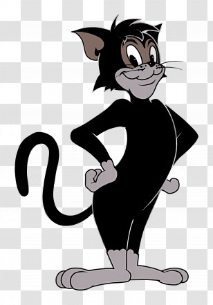 Butch Cat - Confident Black Cartoon Cat Illustration Transparent PNG