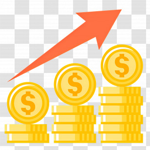 Stock Market - Graphic Of Stacked Coins Showing Growth Progress Transparent PNG