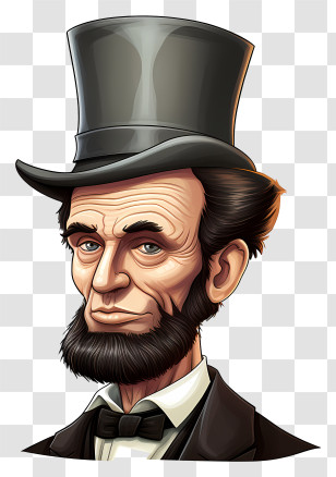 Black And White Image - Historic Leader Illustration With Top Hat And Beard Transparent PNG