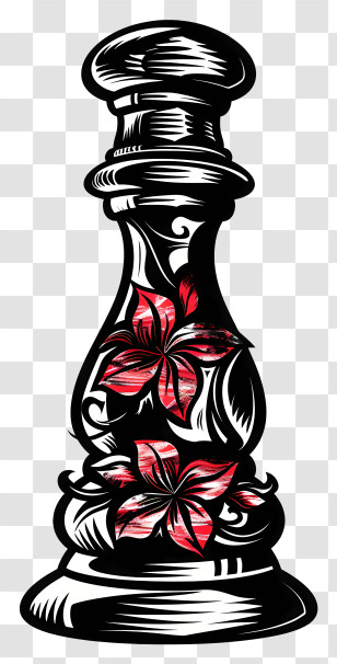 Pepper Shaker - Decorative Chess Piece With Flowers Transparent PNG