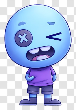 Astro Hurt - Blue Winking Emoji Character Transparent PNG