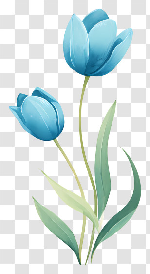 Blue Tulips - Blue Tulip Pair Illustration Transparent PNG