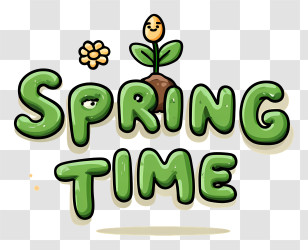 Spring Logo Word - Spring Time Green Sign Transparent PNG