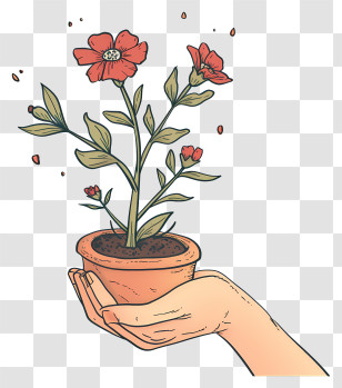 Plant A Flower Day - Hand Holding Potted Plant Transparent PNG