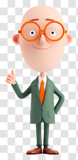 Bald Businessman With Glasses - Bald Cartoon Man With Glasses In A Suit Transparent PNG
