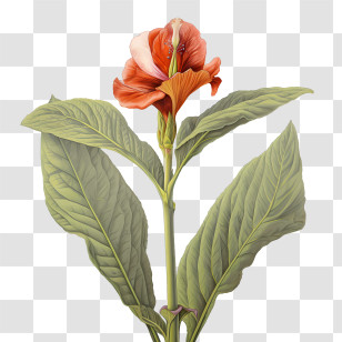 Canna Indica - Copper-Orange Canna Flower Design Transparent PNG