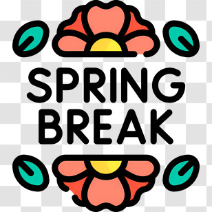 Spring - Vivid Spring Break Logo With Floral Design Transparent PNG