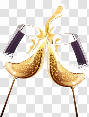 Champagne Wine Glass Alcoholic Drink - Toast - Gold Transparent PNG