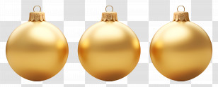 Christmas Golden Balls - Three Gold Christmas Ornaments Transparent PNG