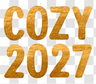 Cozy 2027 - Gold COZY 2027 Typography Transparent PNG