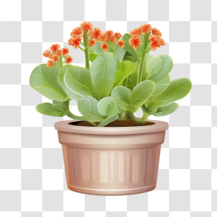 Kalanchoe Plant - Decorative Potted Plant With Orange Flowers Transparent PNG