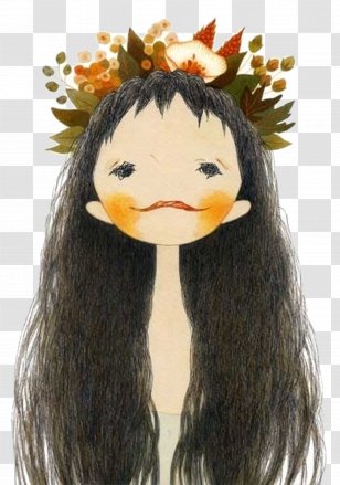 Bolster Adobe Illustrator - Pillow - Hand-painted Long Hair Beauty Material Transparent PNG