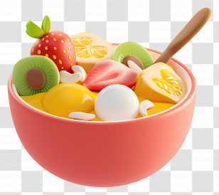 Breakfast Bowl - Colorful Fruit Bowl Transparent PNG