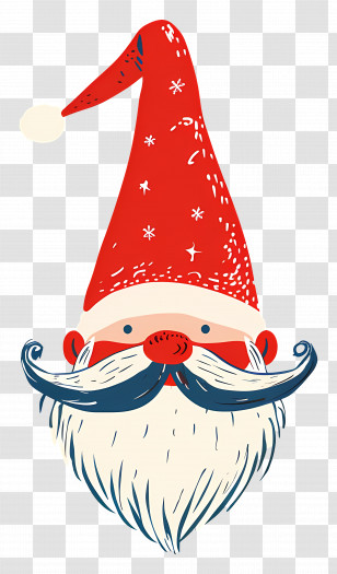 Christmas Gnome - Santa Claus Face Illustration With Red Hat Transparent PNG