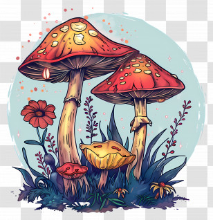 Magic Mushroom - Enchanting Magical Mushrooms In Fantasy Forest Transparent PNG