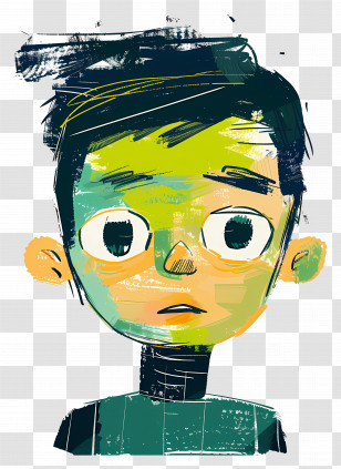 Child - Colorful Cartoon Boy Portrait Transparent PNG