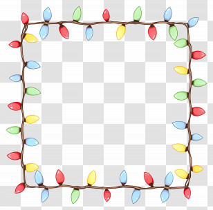 Christmas Lights Frame - Colorful Holiday String Light Frame Transparent PNG