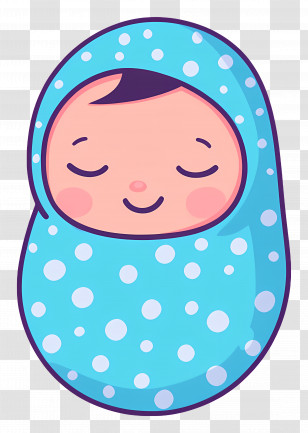 Sleeping Baby - Adorable Cartoon Baby Wrapped In Blue Blanket Transparent PNG