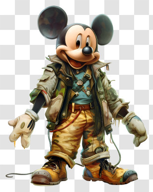 Mickey - Mouse Character In Stylish Rugged Outfit Transparent PNG