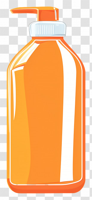 Shampoo Bottle - Orange Pump Dispenser Bottle For Skincare Transparent PNG