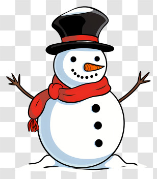 Snowman - Snowman With Hat And Scarf For Winter Holidays Transparent PNG