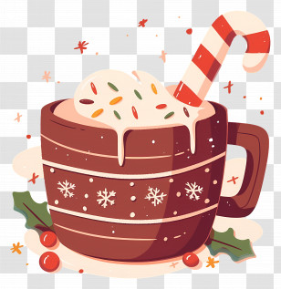 Christmas Hot Chocolate - Hot Chocolate With Candy Cane Transparent PNG