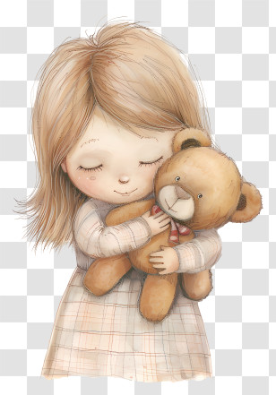 Baby Hugging Teddy Bear - Adorable Girl Hugging A Teddy Bear Transparent PNG