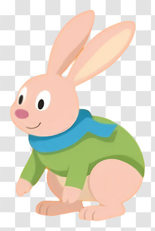 Cartoon Bunny - Cute Cartoon Rabbit With Scarf Transparent PNG