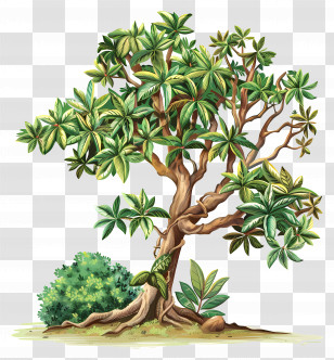 Tropical Rainforest Tree - Lush Tropical Tree Art Transparent PNG