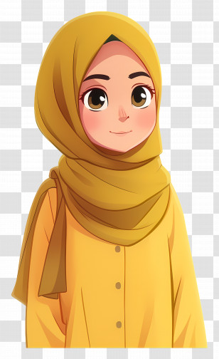 Cartoon Hijab Girl - Cartoon Girl In Hijab And Yellow Outfit Transparent PNG