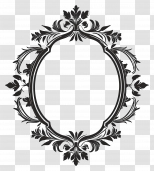 Victorian Frame - Elegant Black Floral Ornate Frame Transparent PNG