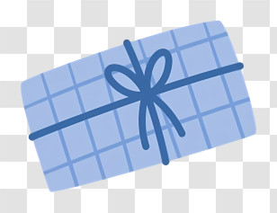 Wrapping Paper - Blue Wrapped Gift Box With Ribbon Transparent PNG