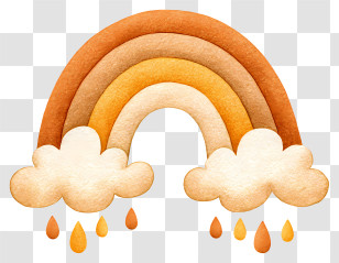 Rainbow With Clouds - Orange Rainbow With Clouds And Rain Transparent PNG